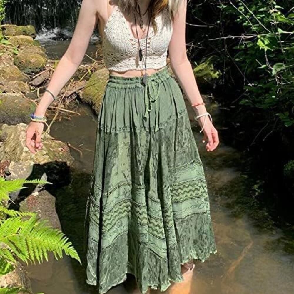 Grunge Fairycore Clothes Alt Aesthetic Peasant Skirt 90s E-Girl Harajuku Cottage - Picture 3 of 5
